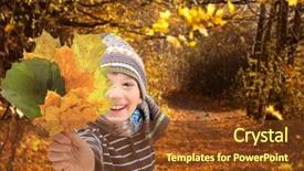  Presentation with tobacco leaves closeup - Beautiful presentation featuring closeup of young boy playing backdrop and a tawny brown colored foreground