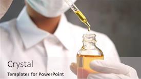  Presentation with pipette - Amazing PPT layouts having young female doctor with pipette backdrop and a lemonade colored foreground