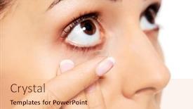  Presentation with contact lens - Cool new theme with closeup of young woman wearing contact lens backdrop and a lemonade colored foreground