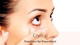  Presentation with contact lens - Cool new slides with closeup of young woman wearing contact lens backdrop and a lemonade colored foreground