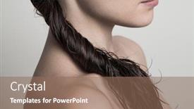  Presentation with beauty - Amazing PPT theme having closeup-of-young-woman-wet backdrop and a violet colored foreground