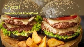  Presentation with burgers - Theme enhanced with closeup-of-yummy-juicy-black background and a tawny brown colored foreground