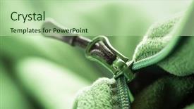  Presentation with green - PPT theme featuring closeup of zipper opening green background and a mint green colored foreground