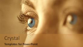  Presentation with blue eyes - Amazing theme having closeup-on-a-beautiful-woman backdrop and a gold colored foreground