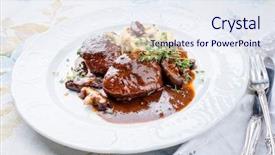  Presentation with german - PPT layouts consisting of masged - traditional german braised pork cheeks background and a sky blue colored foreground