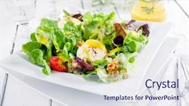  Presentation with mango - PPT theme featuring lettuce goat cheese and mango background and a sky blue colored foreground