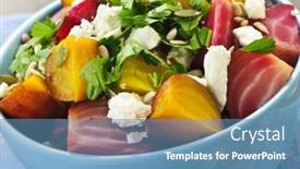  Presentation with bowl - Cool new PPT theme with closeup-on-bowl-of-roasted backdrop and a teal colored foreground