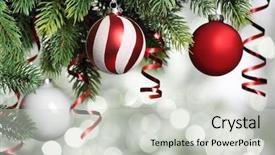  Presentation with christmas tree - Presentation theme having closeup on christmas tree decoration background and a light gray colored foreground