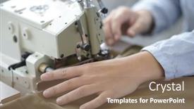  Presentation with sewing machine - Cool new theme with closeup-on-dressmaker-hand-using backdrop and a coral colored foreground