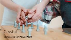  Presentation with occupational therapy - Presentation design enhanced with closeup-on-hand-of-man background and a coral colored foreground