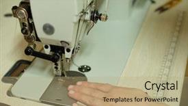  Presentation with sewing - Amazing presentation theme having closeup on young woman sewing backdrop and a coral colored foreground