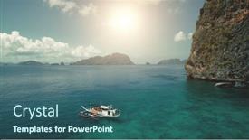  Presentation with cinematic - Slide deck with closeup-passenger-ship-at-sea background and a ocean colored foreground