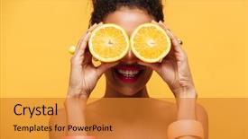  Presentation with yellow orange - Presentation theme having closeup photo of funny mixed background and a gold colored foreground