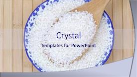  Presentation with rice grain - PPT layouts with closeup photo of a bowl filled with short grain japanese rice background and a sky blue colored foreground
