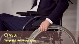  Presentation with wheelchair - Slides enhanced with closeup-photo-of-a-businessman background and a violet colored foreground