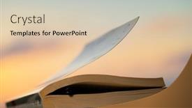  Presentation with pen and a book - PPT theme enhanced with closeup-photo-of-a-closed background and a soft green colored foreground