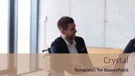  Presentation with disabled person - Presentation with closeup-photo-of-a-disabled background and a coral colored foreground