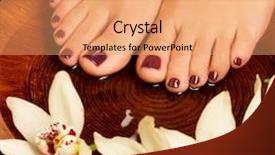  Presentation with skincare and body care spa - Audience pleasing presentation theme consisting of closeup photo of a female feet at spa salon on pedicure procedure legs care concept backdrop and a coral colored foreground