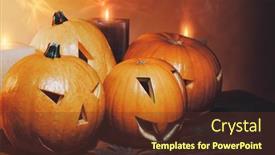  Presentation with scary halloween - PPT theme with closeup-photo-of-a-scary background and a tawny brown colored foreground