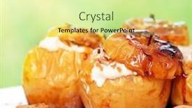  Presentation with healthy nutrition - PPT theme consisting of closeup photo of a tasty baked apples stuffed with cream honey and nuts healthy nutrition delicious sweet food gorgeous fruit dessert background and a blonde colored foreground