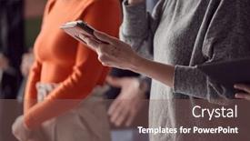  Presentation with smartphone - PPT layouts having closeup-photo-of-a-woman background and a  colored foreground