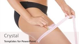  Presentation with measuring - Presentation theme consisting of closeup photo of a woman measuring her thigh background and a lemonade colored foreground