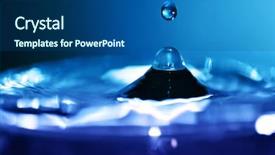  Presentation with gravity rain blue water drop splash - Presentation design having closeup photo of blue watter background and a ocean colored foreground