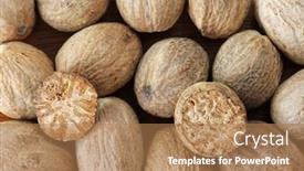  Presentation with seeds - PPT theme with closeup-photo-of-dried-nutmeg background and a coral colored foreground