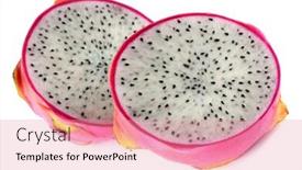  Presentation with dragon fruit - Slides featuring closeup photo of fresh dragon fruit cut in half on white background background and a coral colored foreground
