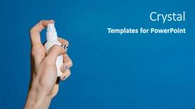  Presentation with hand sanitizer - Audience pleasing theme consisting of closeup-photo-of-hand backdrop and a gray colored foreground