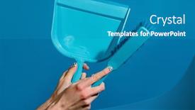  Presentation with brush - PPT theme consisting of closeup-photo-of-hands background and a teal colored foreground