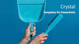  Presentation with brush - PPT theme consisting of closeup-photo-of-hands background and a teal colored foreground