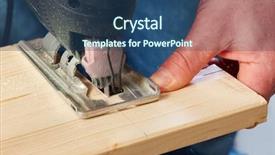  Presentation with jigsaw - PPT layouts having closeup photo of jigsaw sawing background and a ocean colored foreground