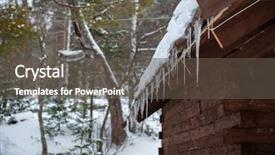  Presentation with hang - PPT theme featuring january effect - closeup photo of the icicles background and a dark gray colored foreground
