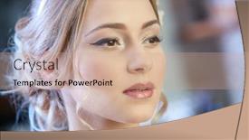  Presentation with bride - Audience pleasing slide deck consisting of closeup photo of young blonde bride looking away backdrop and a coral colored foreground