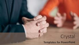  Presentation with photo - PPT theme enhanced with closeup-photo-the-hands background and a coral colored foreground