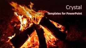  Presentation with campfire - PPT theme featuring closeup-picture-of-a-campfire background and a wine colored foreground