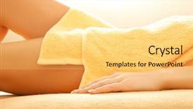  Presentation with spa salon - Amazing PPT theme having closeup picture of female hands and legs in spa salon backdrop and a yellow colored foreground
