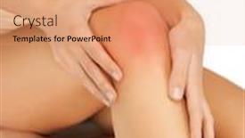  Presentation with knee - Theme with closeup picture of female hands touching knee background and a coral colored foreground