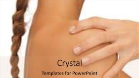  Presentation with shoulder - Cool new presentation theme with closeup picture of woman's hand and shoulder backdrop and a coral colored foreground