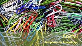  Presentation with paper news print pile newspapers - PPT theme featuring closeup pile of colorful paperclip background and a tawny brown colored foreground