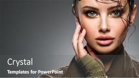  Presentation with green fashion - Audience pleasing presentation theme consisting of closeup-portrait-of-a-beautiful backdrop and a gray colored foreground