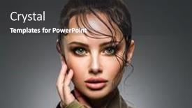  Presentation with green fashion - Colorful slide set enhanced with closeup-portrait-of-a-beautiful backdrop and a dark gray colored foreground