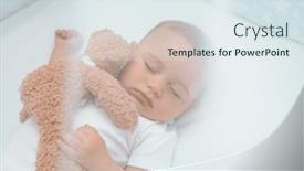  Presentation with gentle - PPT theme with closeup-portrait-of-a-cute background and a sky blue colored foreground