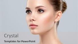  Presentation with skin care - Amazing slide deck having closeup-portrait-of-a-face backdrop and a coral colored foreground
