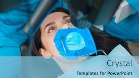  Presentation with dental office - Slide deck having closeup-portrait-of-a-female background and a light blue colored foreground