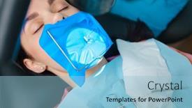  Presentation with dental office - Presentation design consisting of closeup-portrait-of-a-female background and a light blue colored foreground