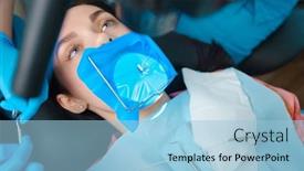  Presentation with dental office - Slide set with closeup-portrait-of-a-female background and a light blue colored foreground