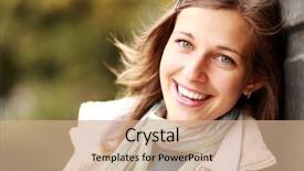  Presentation with portrait happy family smiling - Cool new presentation theme with closeup portrait of a happy backdrop and a coral colored foreground