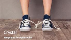  Presentation with sneakers - Beautiful PPT layouts featuring human legs in sneakers tied backdrop and a coral colored foreground